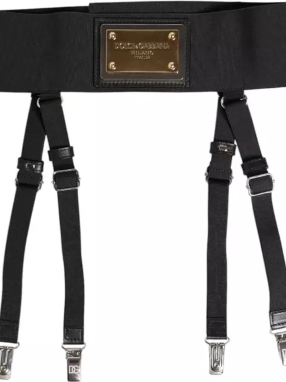 NEW! Dolce & Gabbana Black Leather Logo Wide Waist Belt Suspender 75cm/ 29.5 in.